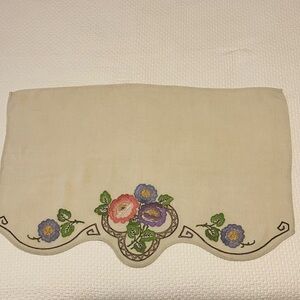 Vintage antimacassar Victorian style sofa covers set of 3, crewel flowers